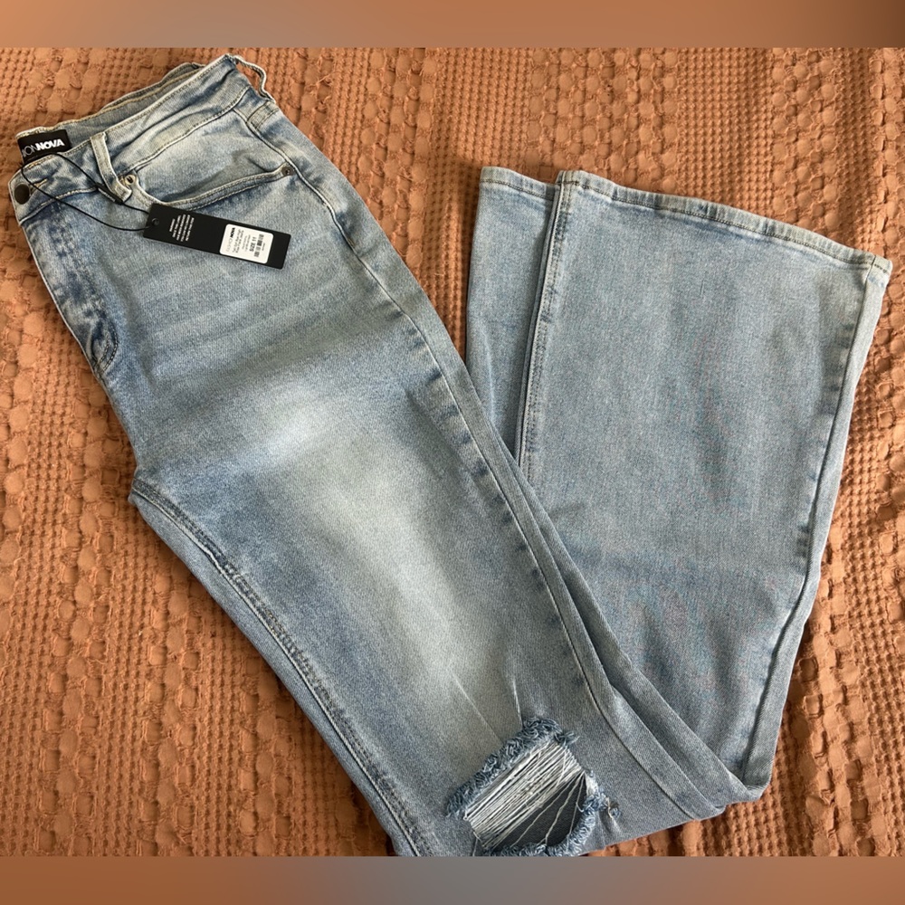Fashion Nova Light Blue High Rise Flare Jeans